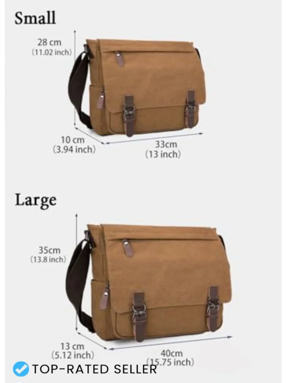 Large Canvas Messenger Bag for Men Women, 15